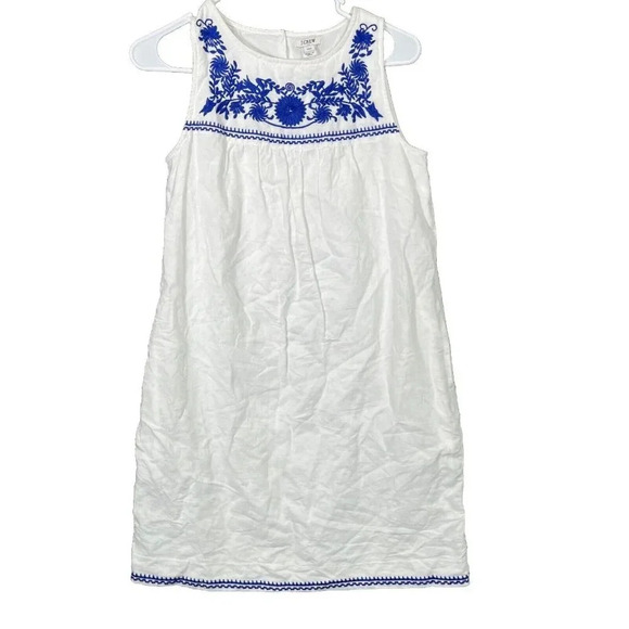 J.Crew Cotton Linen Shift Dress Floral Embroidered Size XXS Boho Peasant Cottage - Picture 1 of 7